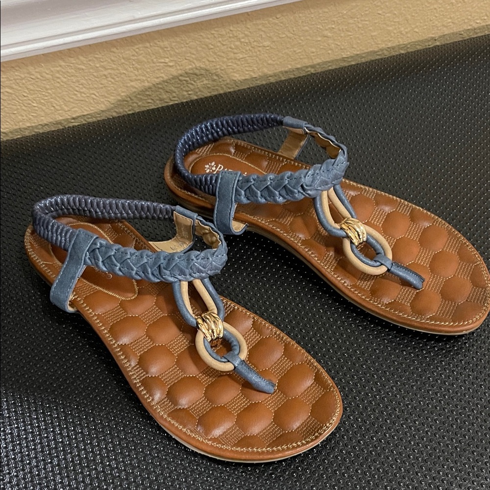 Patricia Braided Blue and Brown Sandals